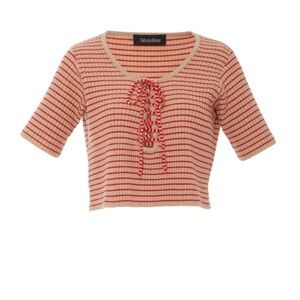 Tabula Rasa striped ribbed cropped top size Small